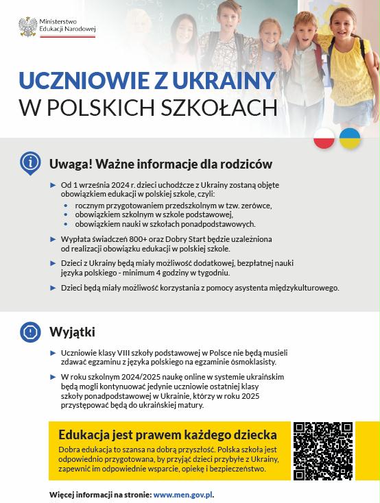 Obowiązek szkolny i obowiązek nauki dla dzieci i młodzieży z Ukrainy